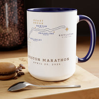 2026 Boston Marathon Course Map Two-Tone Coffee Mug, 15oz