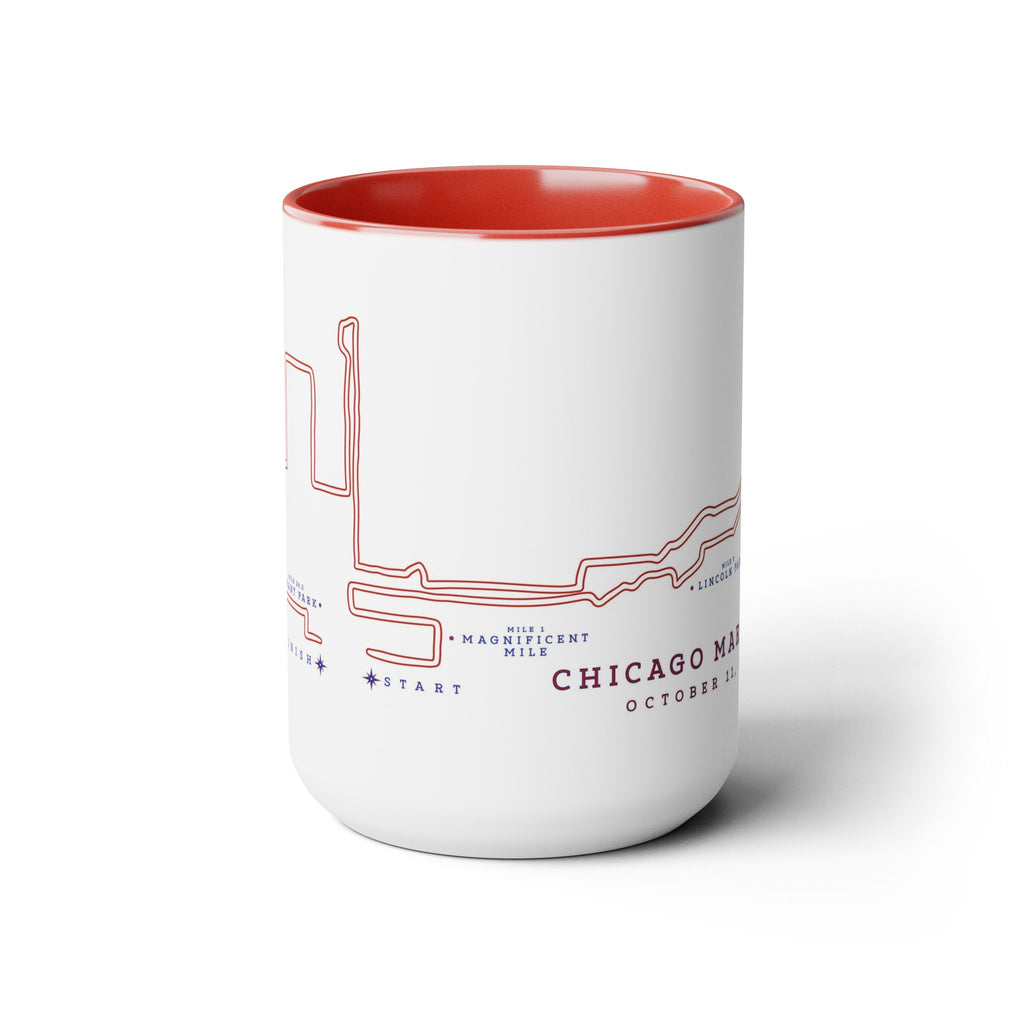 2026 Chicago Marathon Course Map Two-Tone Coffee Mug, 15oz