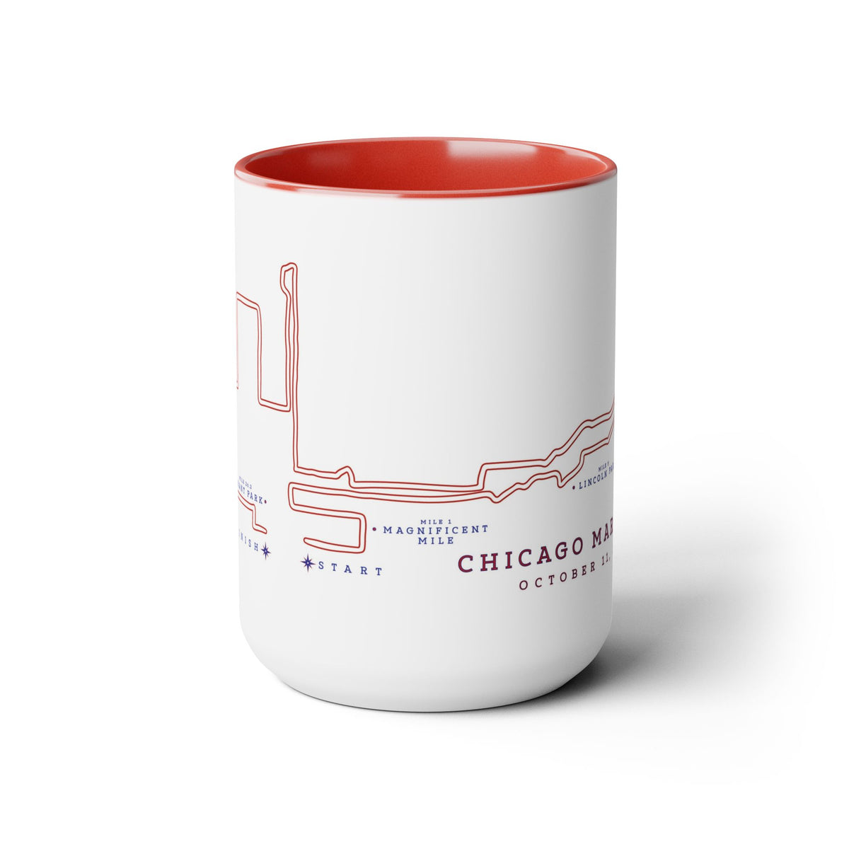 2026 Chicago Marathon Course Map Two-Tone Coffee Mug, 15oz
