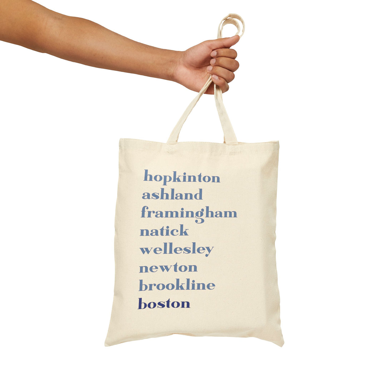 Boston Marathon Towns Cotton Canvas Tote Bag