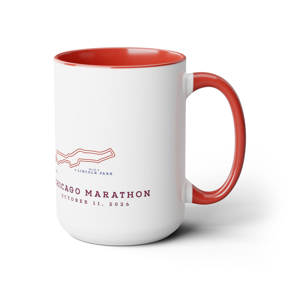2026 Chicago Marathon Course Map Two-Tone Coffee Mug, 15oz