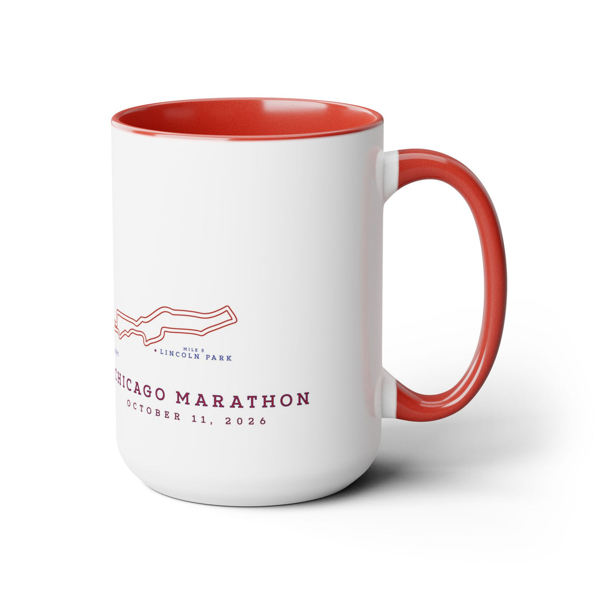 2026 Chicago Marathon Course Map Two-Tone Coffee Mug, 15oz