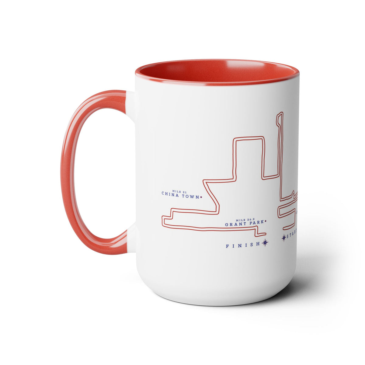 2026 Chicago Marathon Course Map Two-Tone Coffee Mug, 15oz