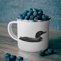 Enamel Mug, Lake Camping Cup, New England Loon Campfire Drinkware, Woodland Outdoor Adventure Gift