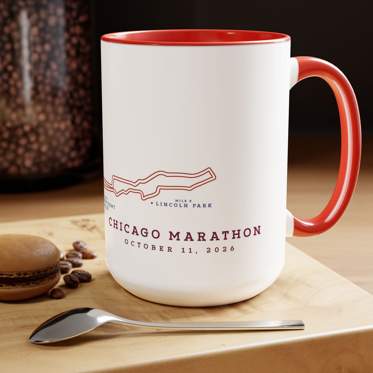 2026 Chicago Marathon Course Map Two-Tone Coffee Mug, 15oz
