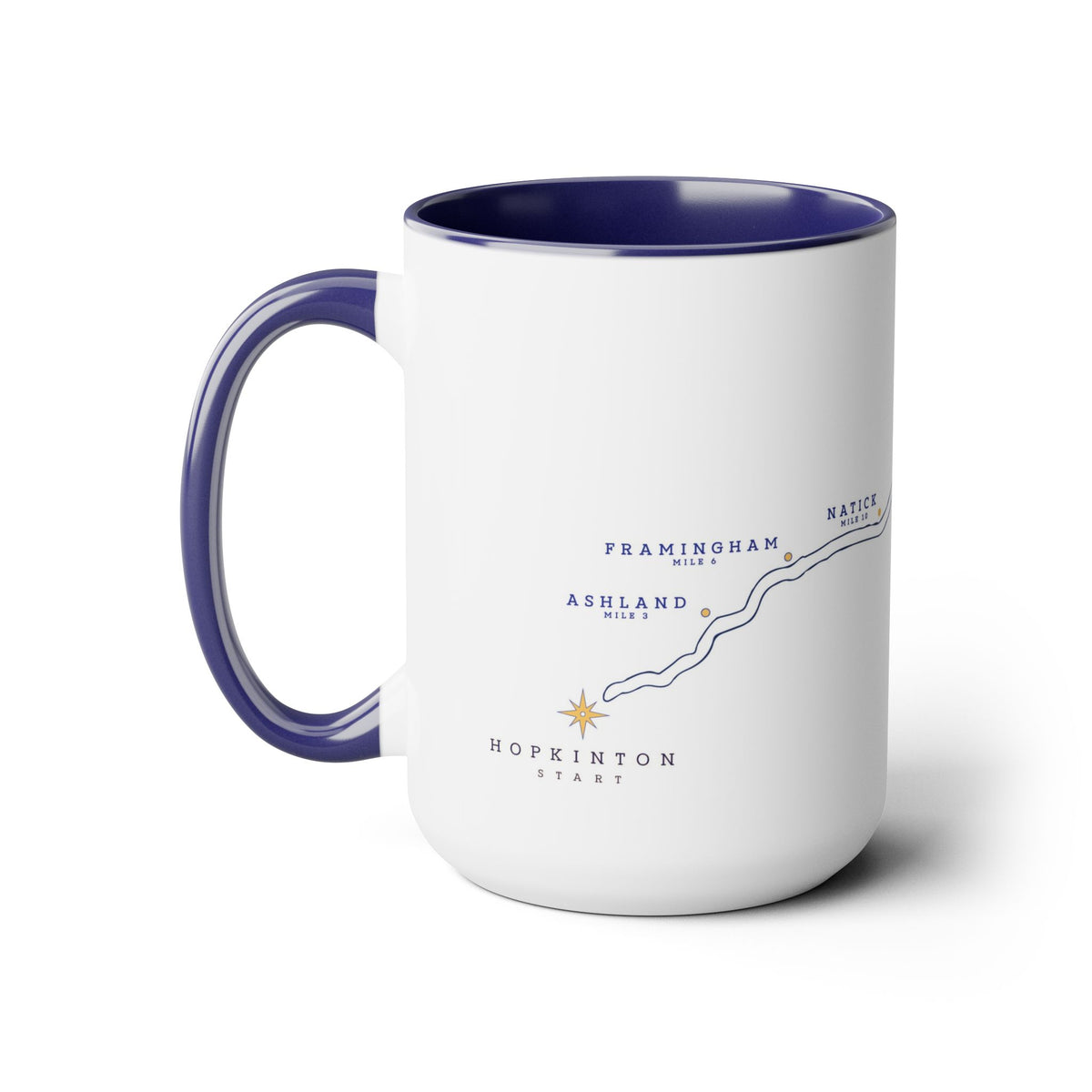 2027 Boston Marathon Course Map Two-Tone Coffee Mug, 15oz