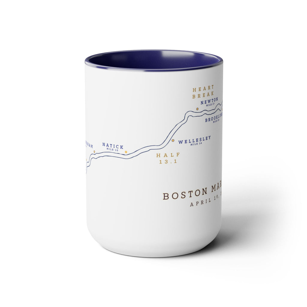 2027 Boston Marathon Course Map Two-Tone Coffee Mug, 15oz