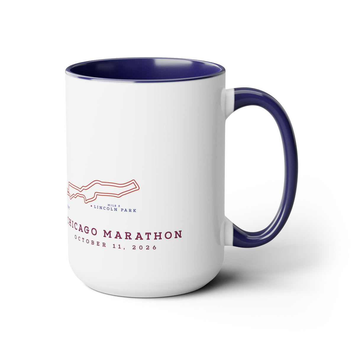 2026 Chicago Marathon Course Map Two-Tone Coffee Mug, 15oz