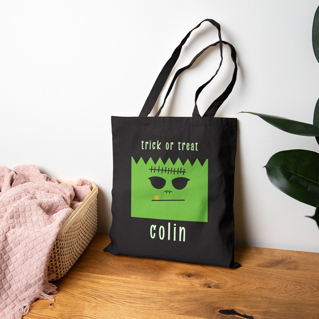 Frankenstein Cotton Canvas Trick or Treat Bag - Personalizable