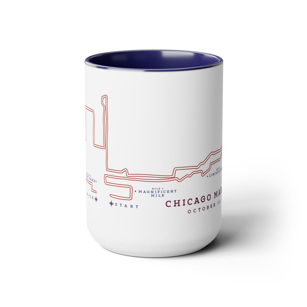 2026 Chicago Marathon Course Map Two-Tone Coffee Mug, 15oz