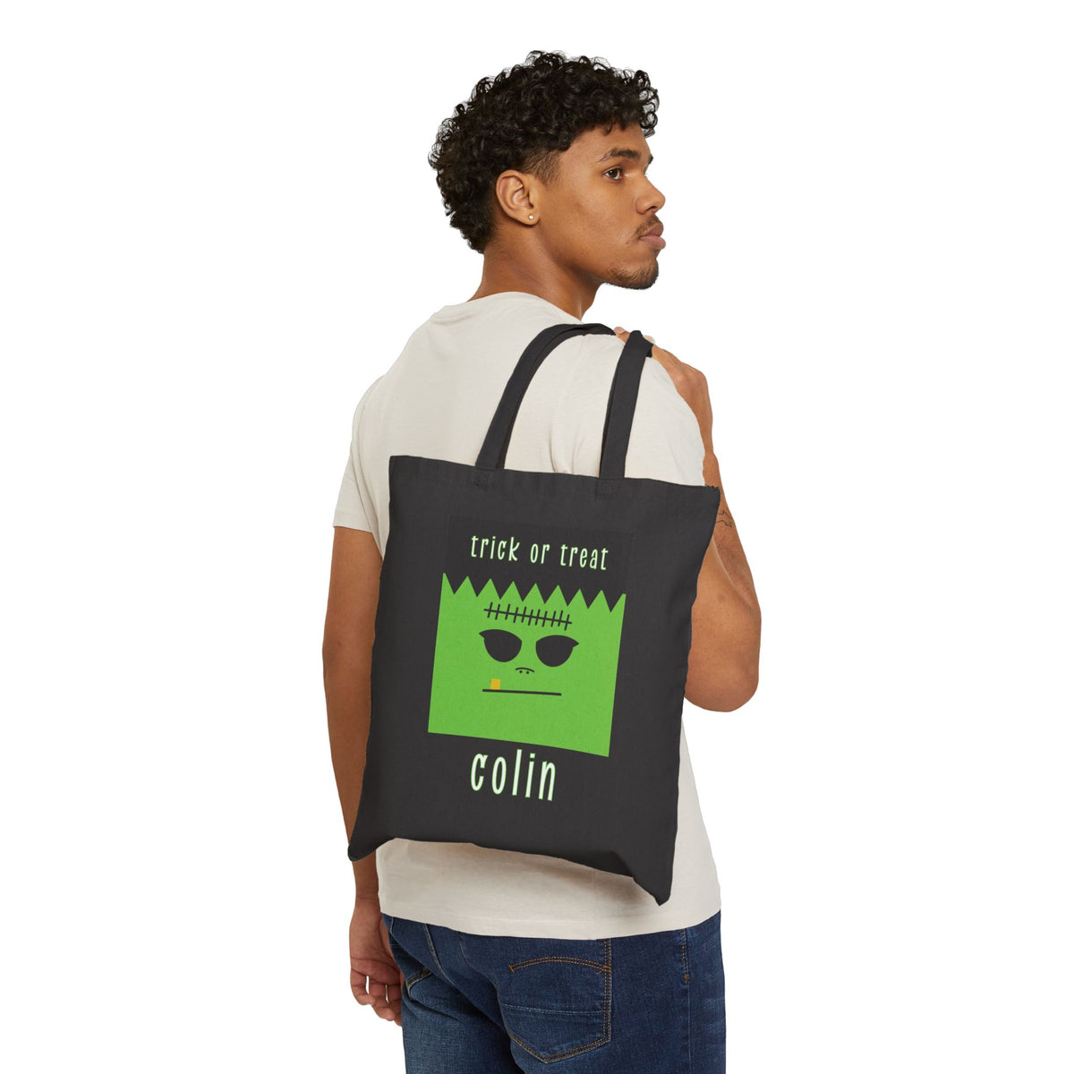 Frankenstein Cotton Canvas Trick or Treat Bag - Personalizable