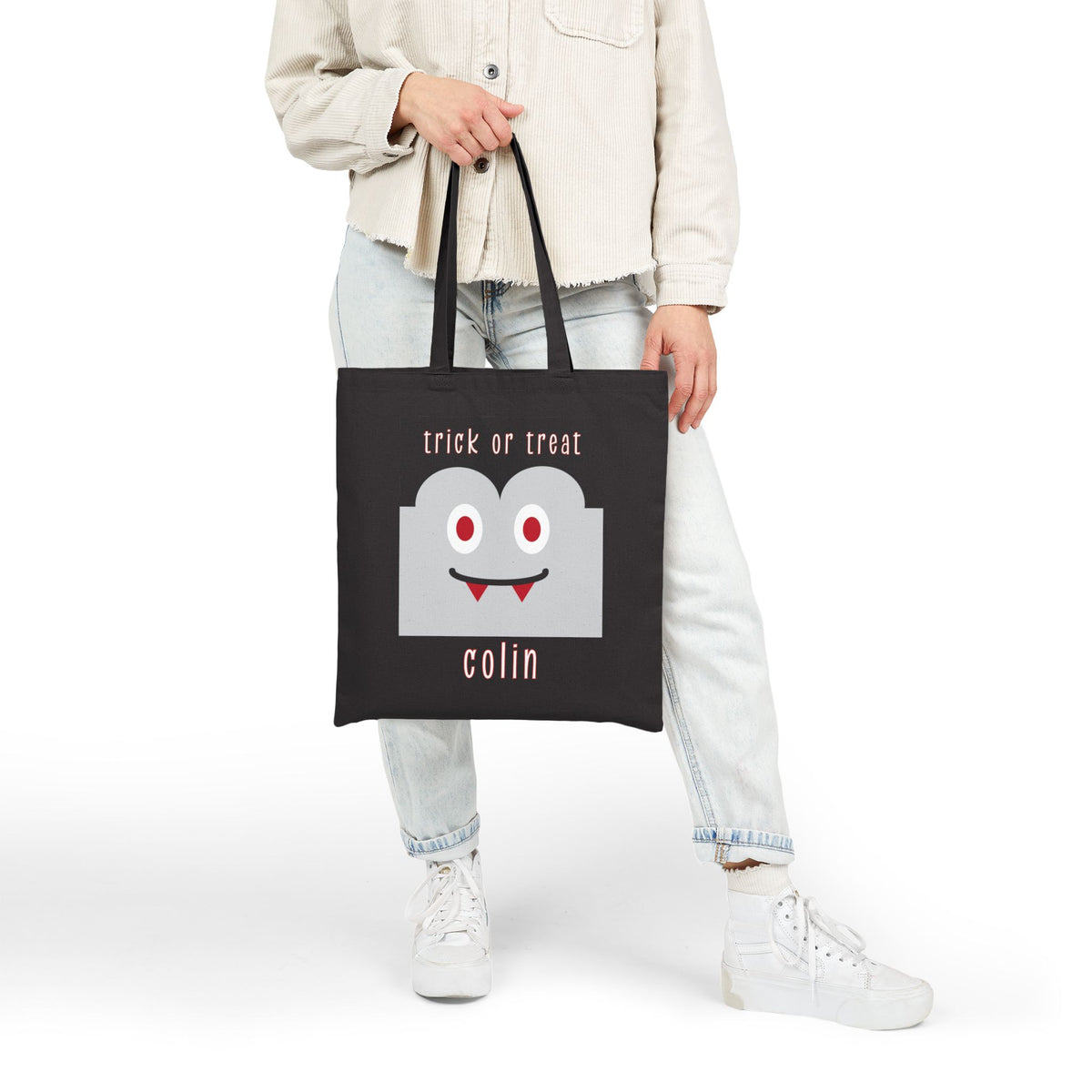 Dracula Cotton Canvas Trick or Treat Bag - Personalizable