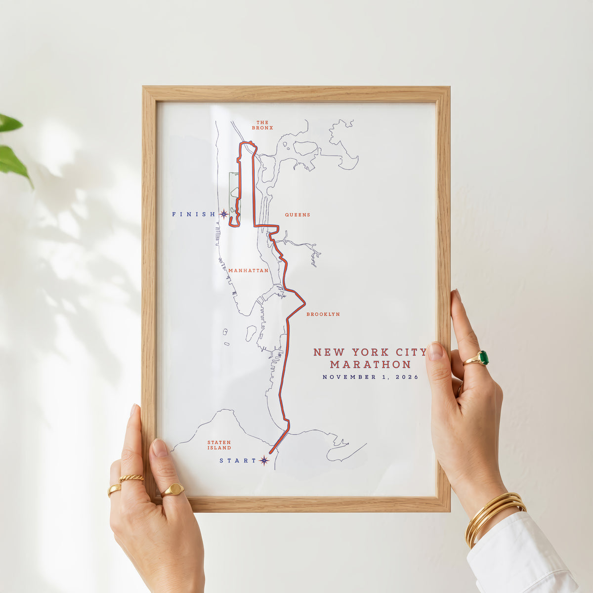 2026 NYC Marathon Course Map Print | New York City Marathon Art