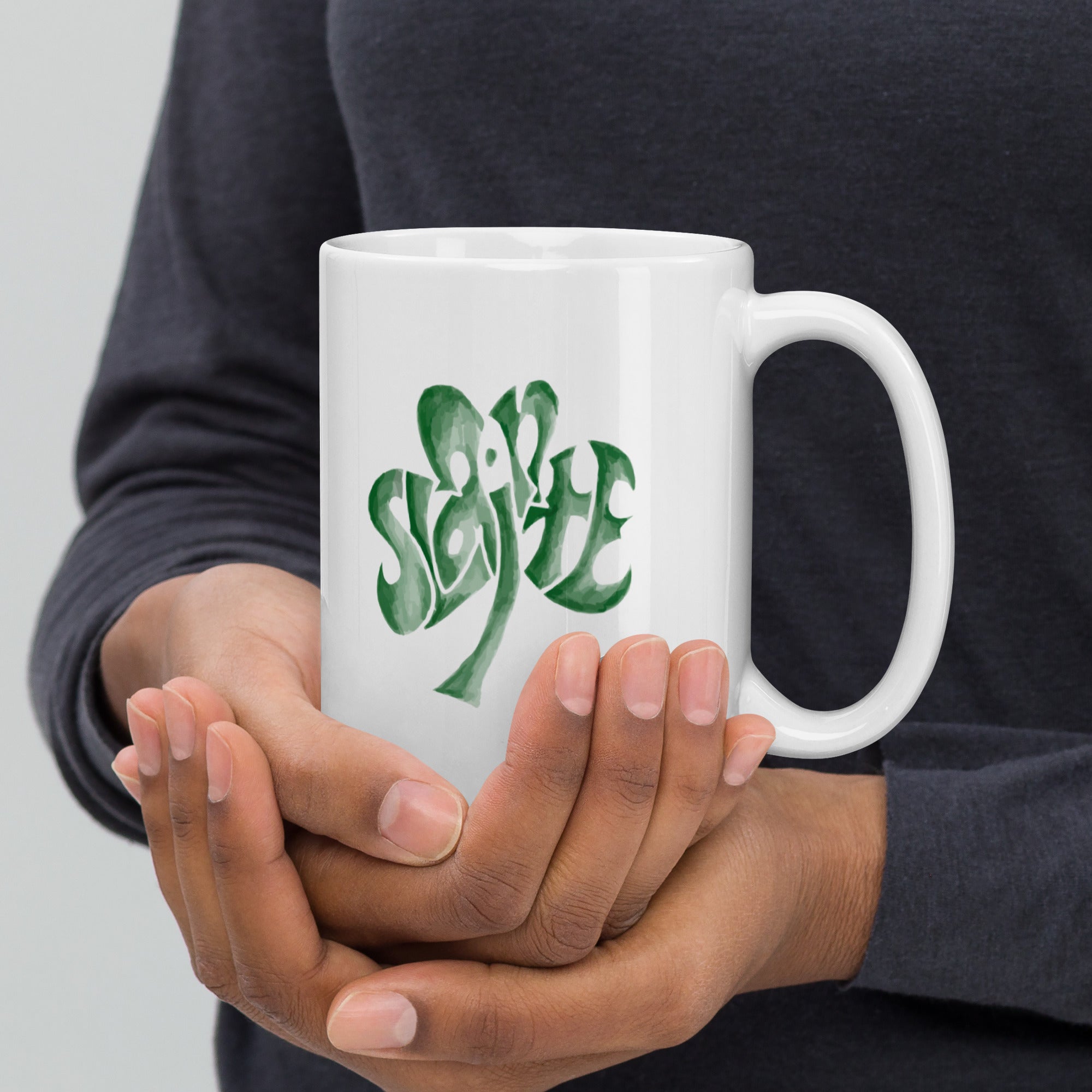 Sláinte Shamrock St. Patrick's Day White glossy mug image 0