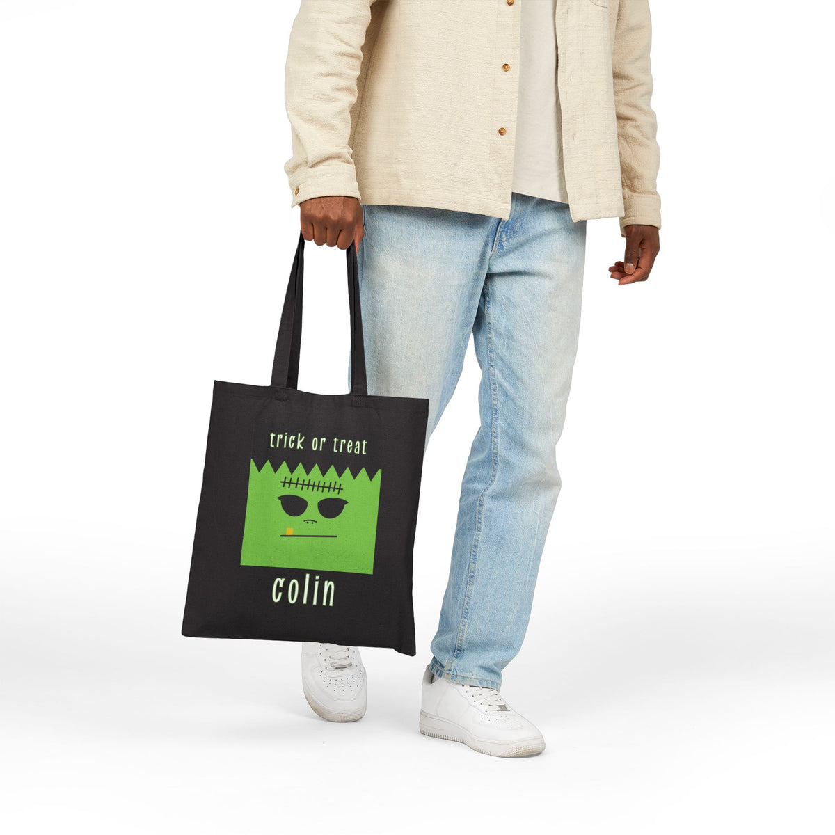 Frankenstein Cotton Canvas Trick or Treat Bag - Personalizable