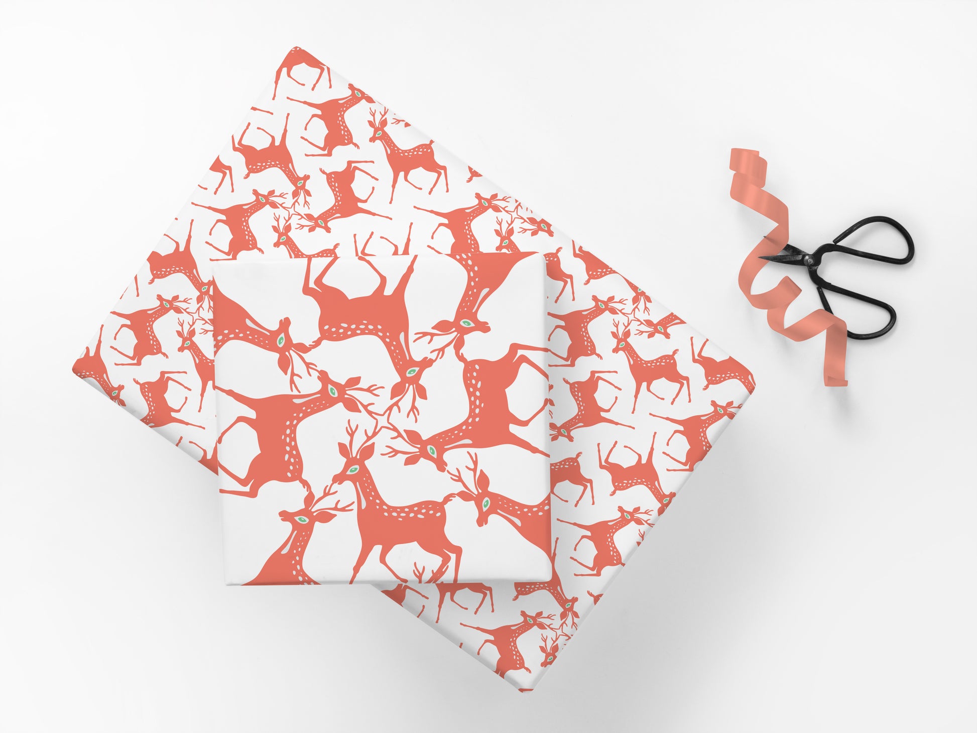 Mid Century Large Reindeer Pattern Wrapping Paper image 2