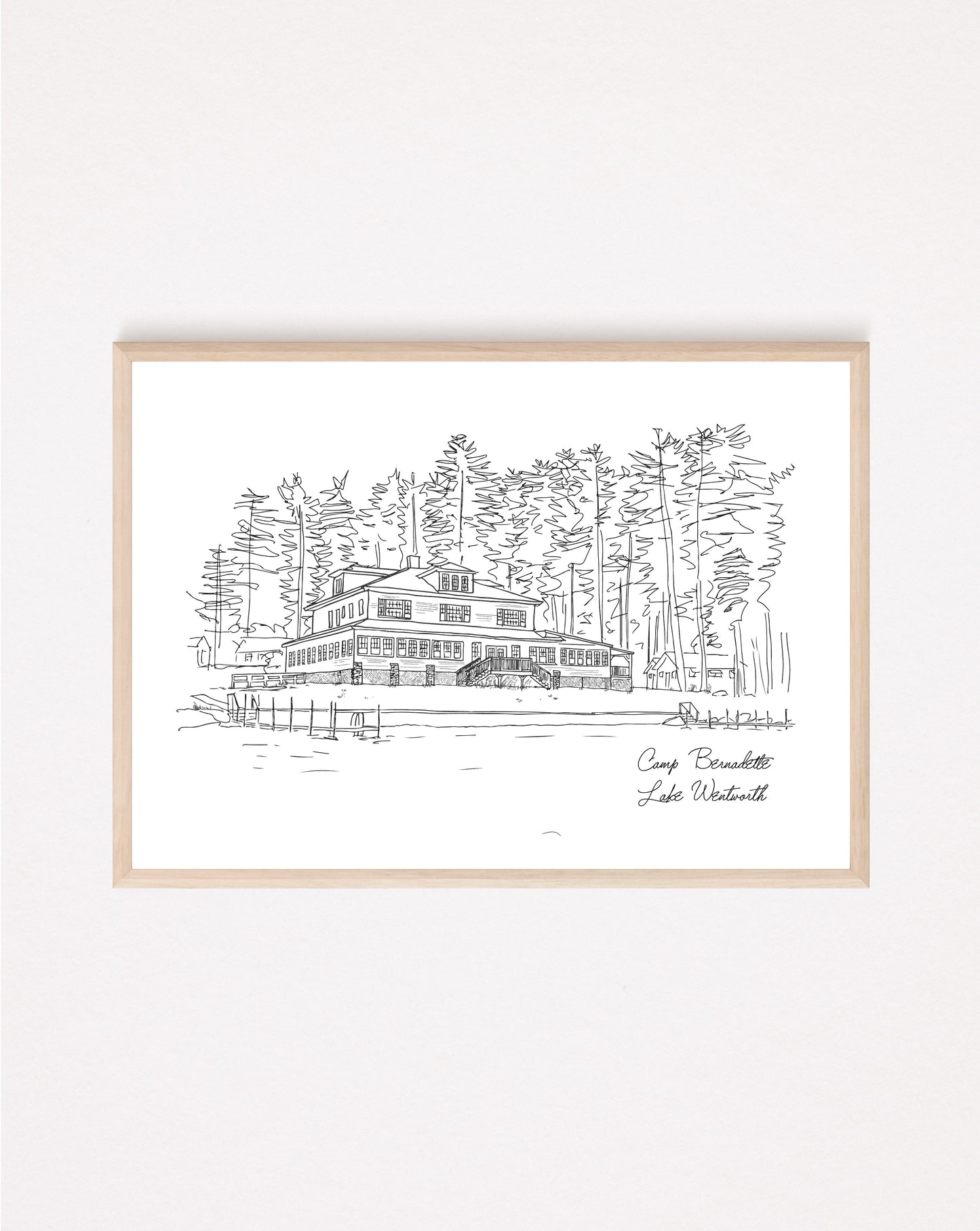 Camp Bernadette Dining Hall Black and White Art Print image 0