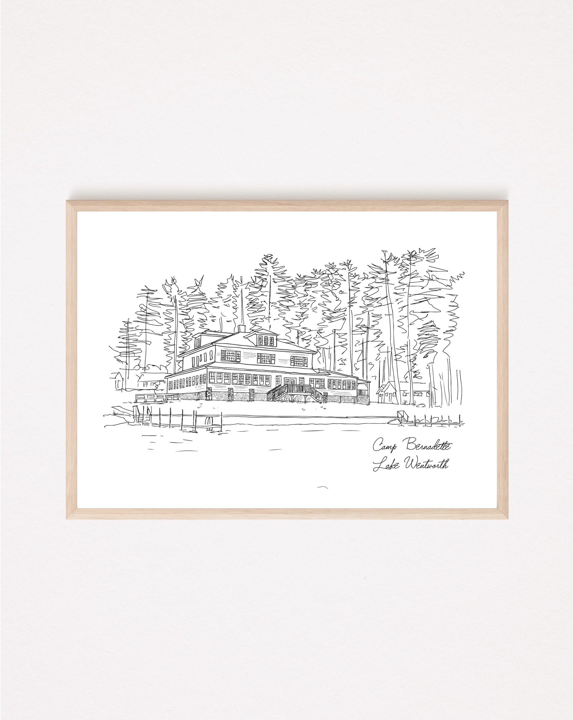 Camp Bernadette Dining Hall Black and White Art Print image 0