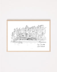 Camp Bernadette Dining Hall Black and White Art Print image 0