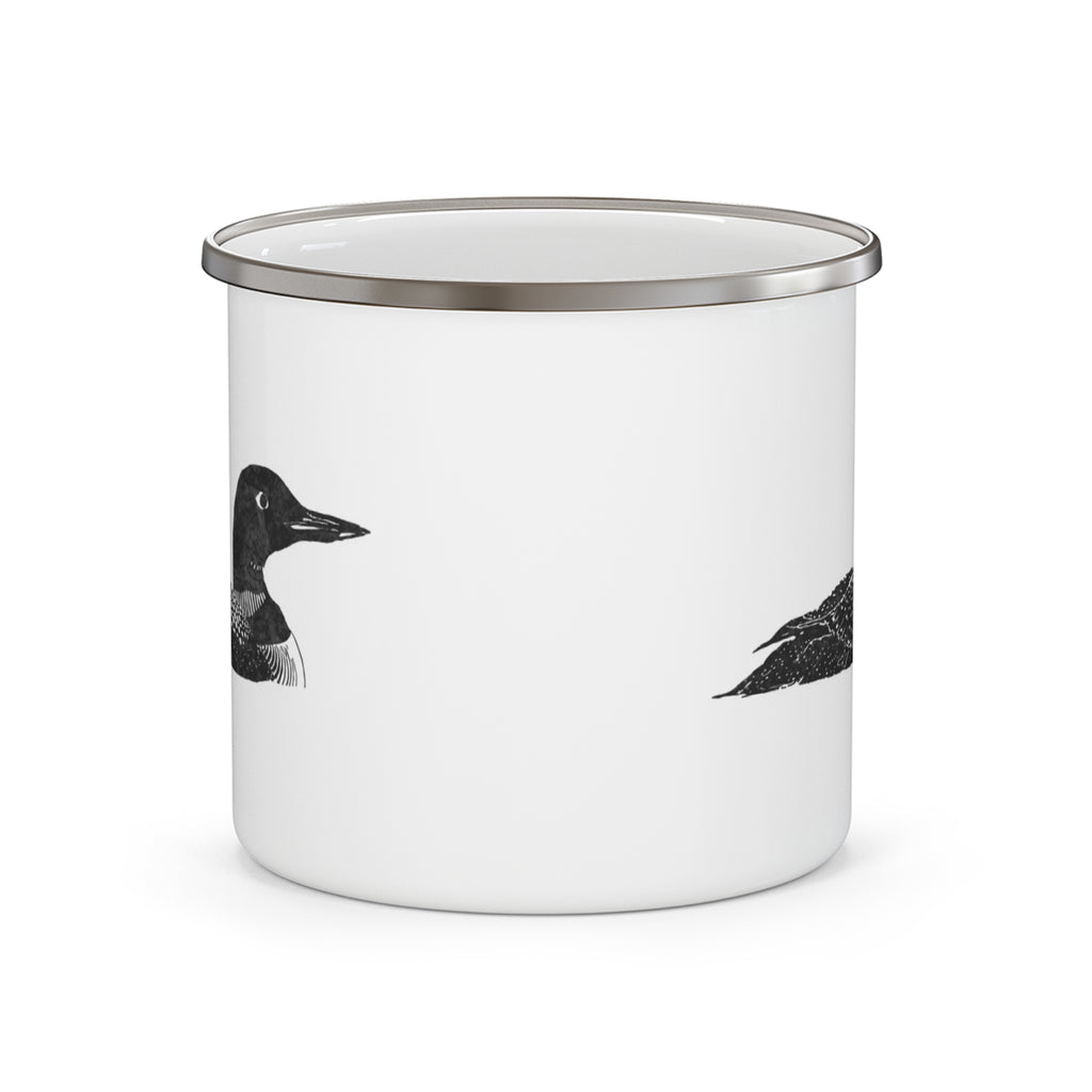 Enamel Mug, Lake Camping Cup, New England Loon Campfire Drinkware, Woodland Outdoor Adventure Gift