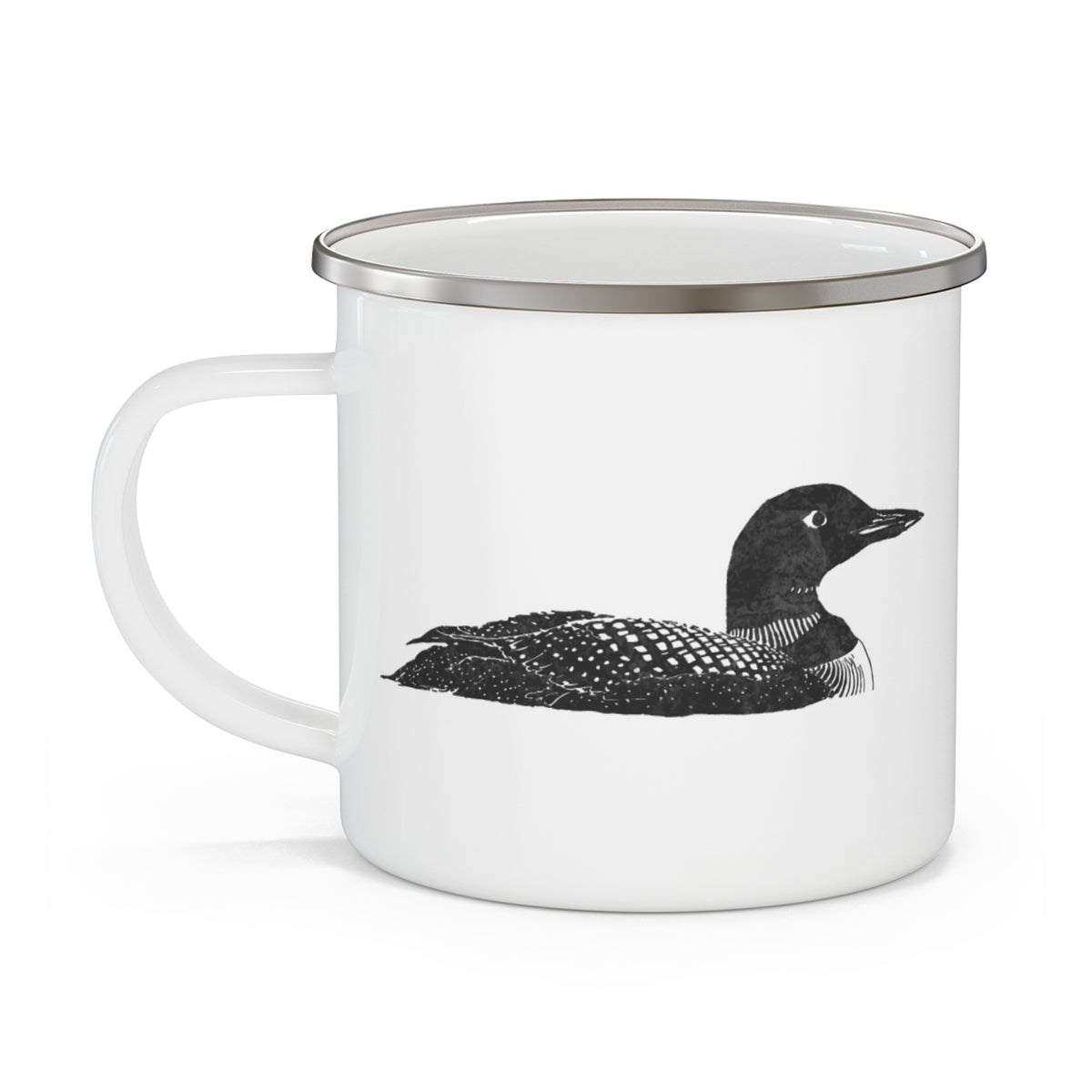 Enamel Mug, Lake Camping Cup, New England Loon Campfire Drinkware, Woodland Outdoor Adventure Gift