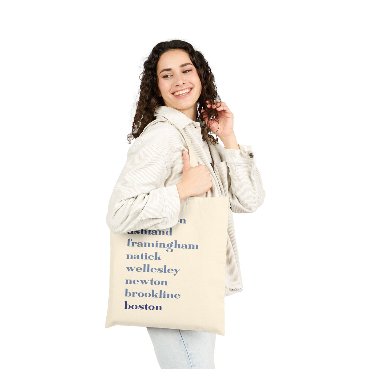Boston Marathon Towns Cotton Canvas Tote Bag