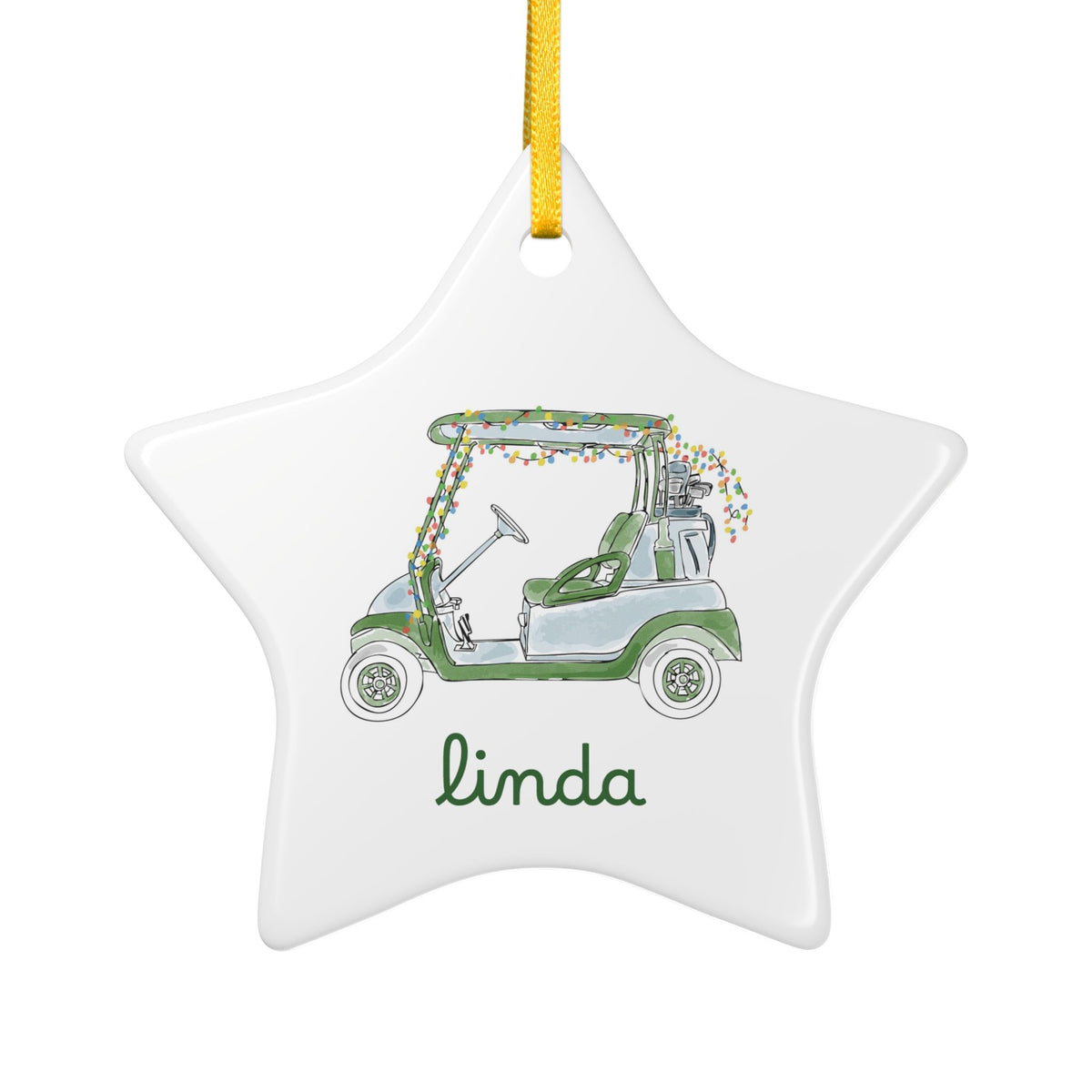 Golf Cart Ceramic Ornament - Personalized