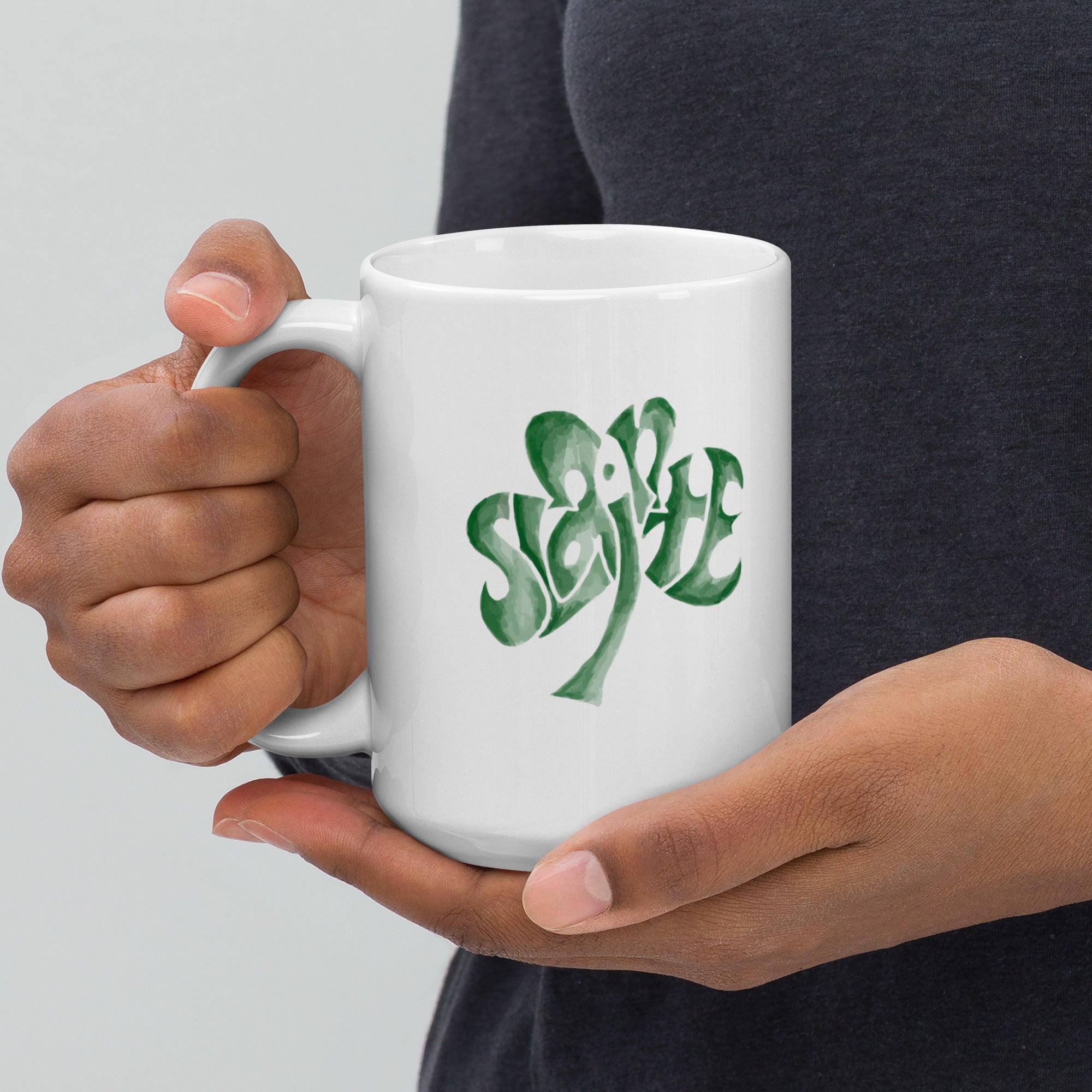 Sláinte Shamrock St. Patrick's Day White glossy mug image 1