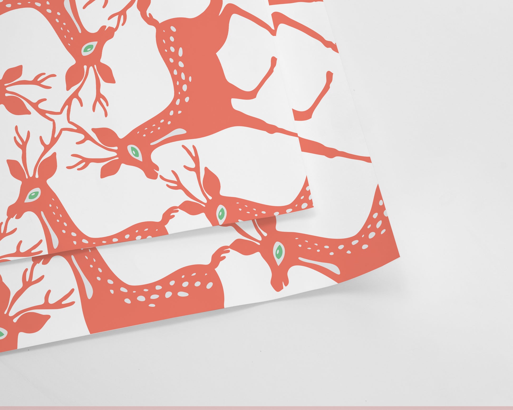 Mid Century Large Reindeer Pattern Wrapping Paper image 1