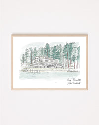 Camp Bernadette Dining Hall Watercolor Art Print image 0