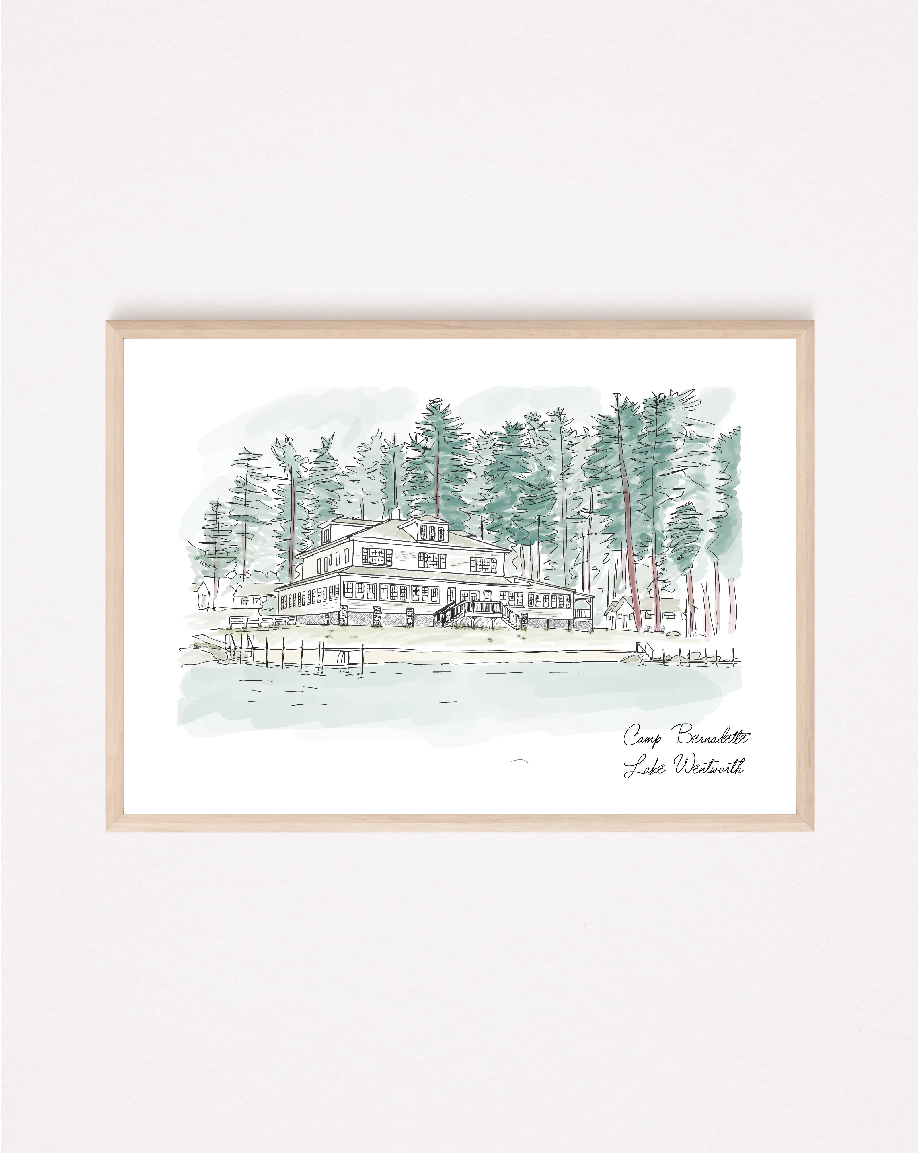 Camp Bernadette Dining Hall Watercolor Art Print image 0