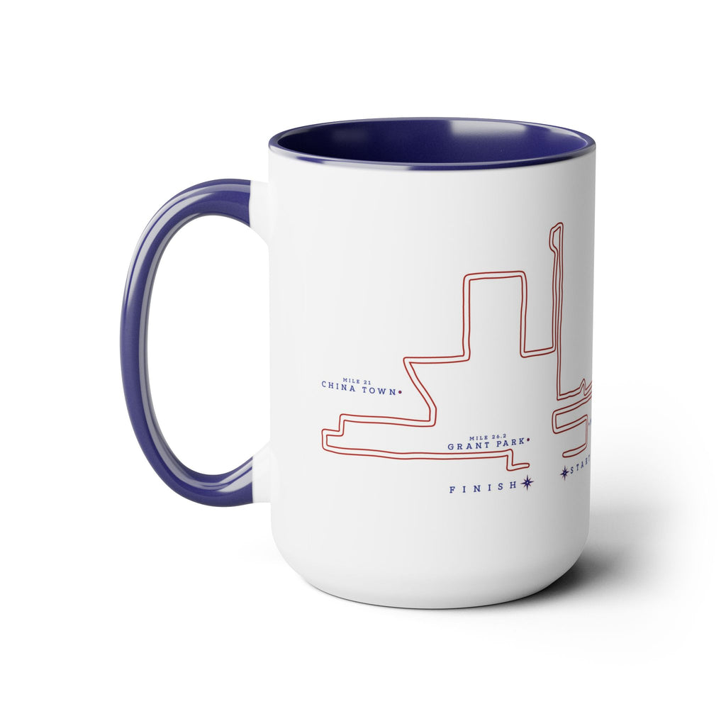 2026 Chicago Marathon Course Map Two-Tone Coffee Mug, 15oz
