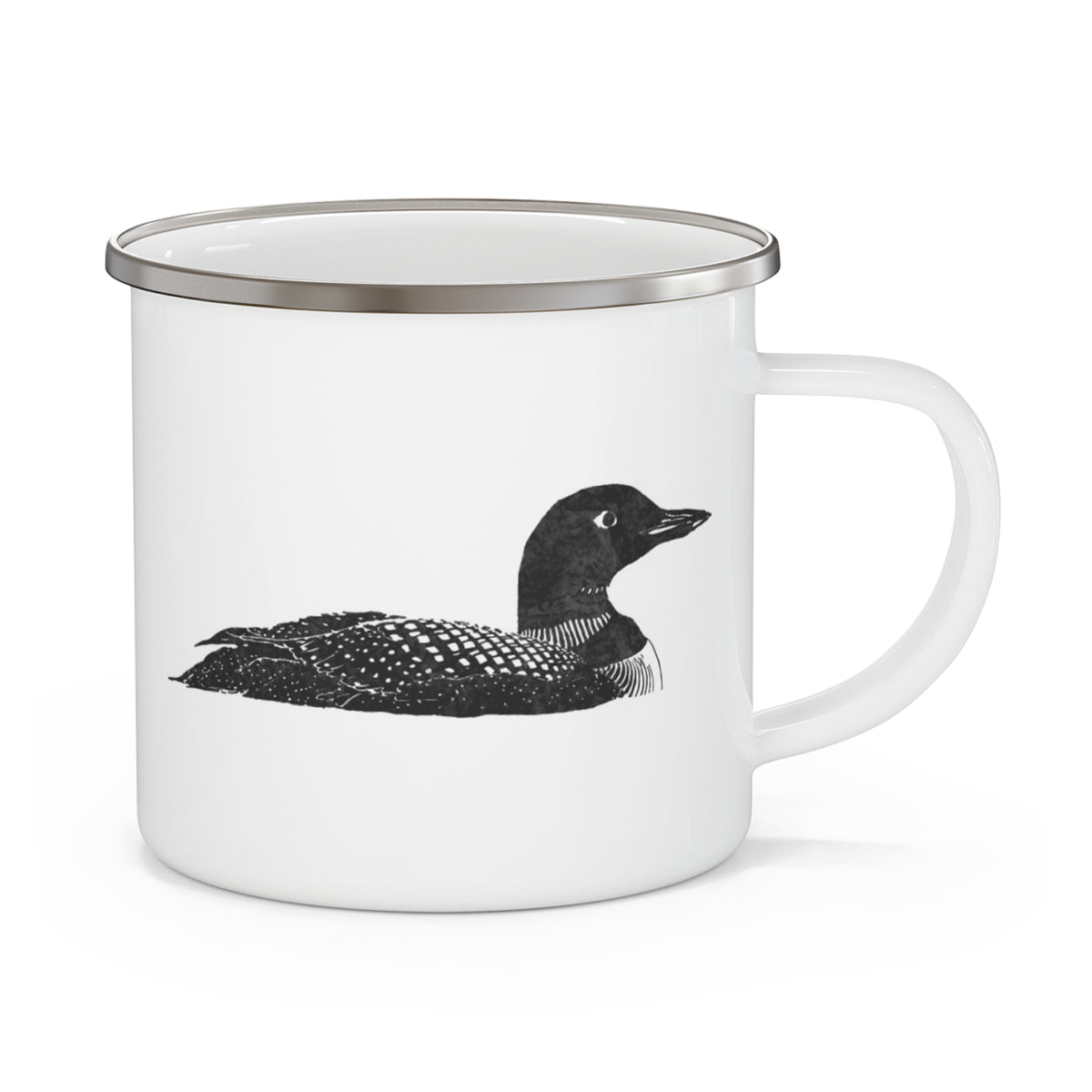 Enamel Mug, Lake Camping Cup, New England Loon Campfire Drinkware, Woodland Outdoor Adventure Gift
