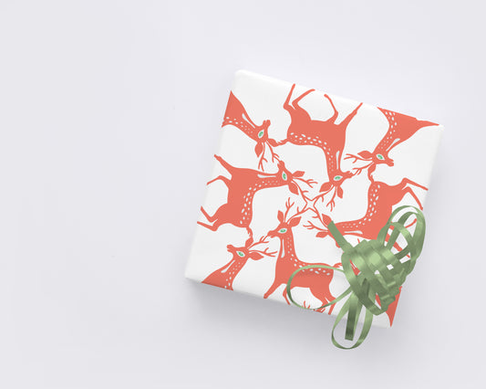 Mid Century Large Reindeer Pattern Wrapping Paper image 0