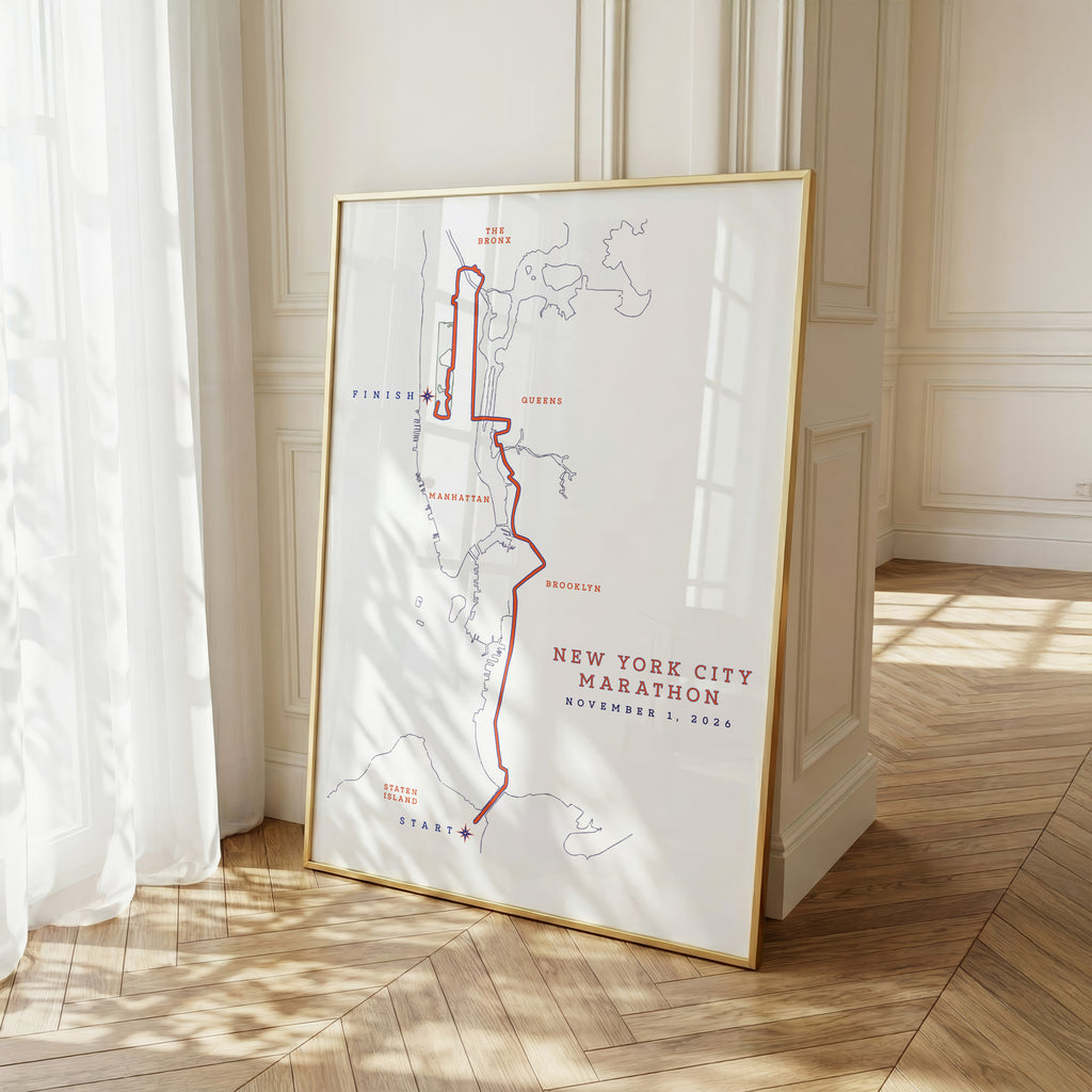 2026 NYC Marathon Course Map Print | New York City Marathon Art
