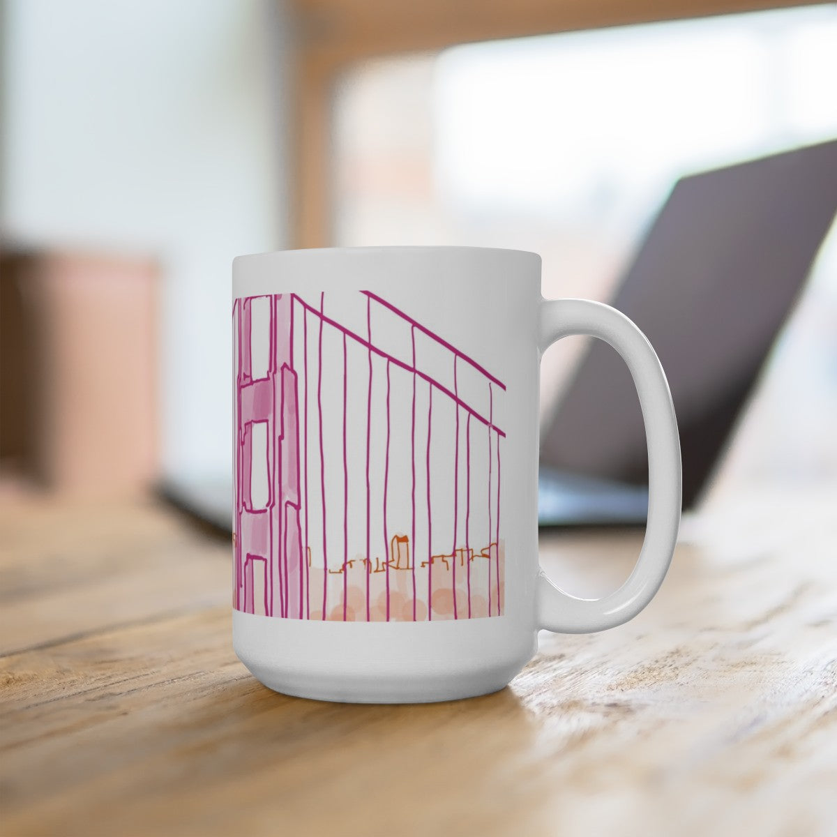 Pink & Orange Golden Gate Bridge Mug 15oz image 0