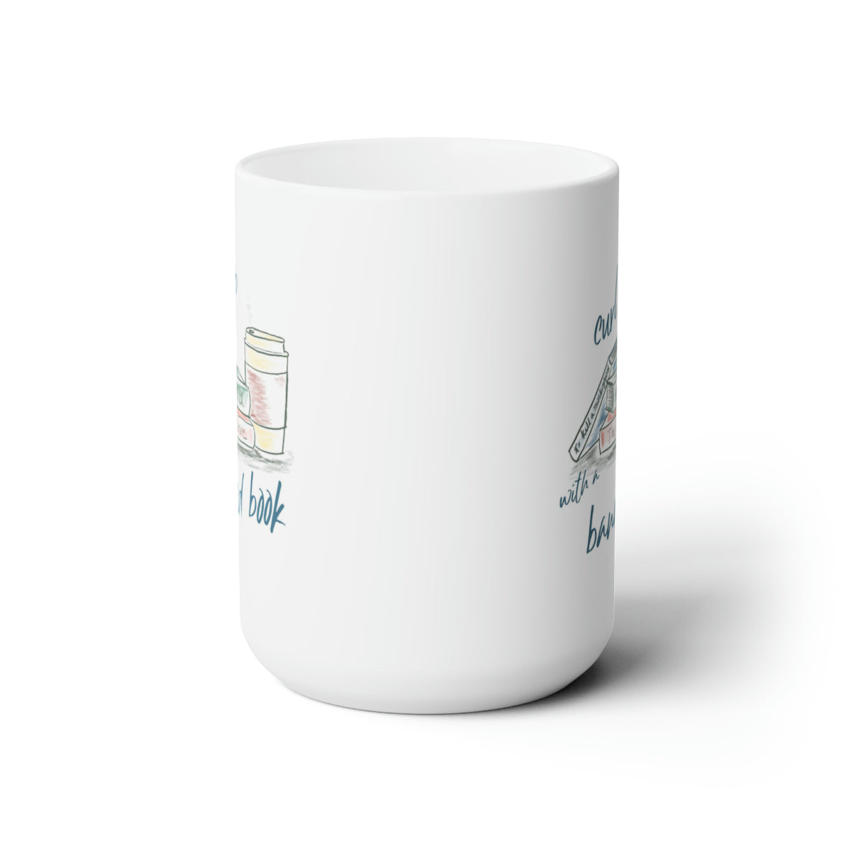 Books and Coffee Curl Up Banned Books Mug 15oz image 2